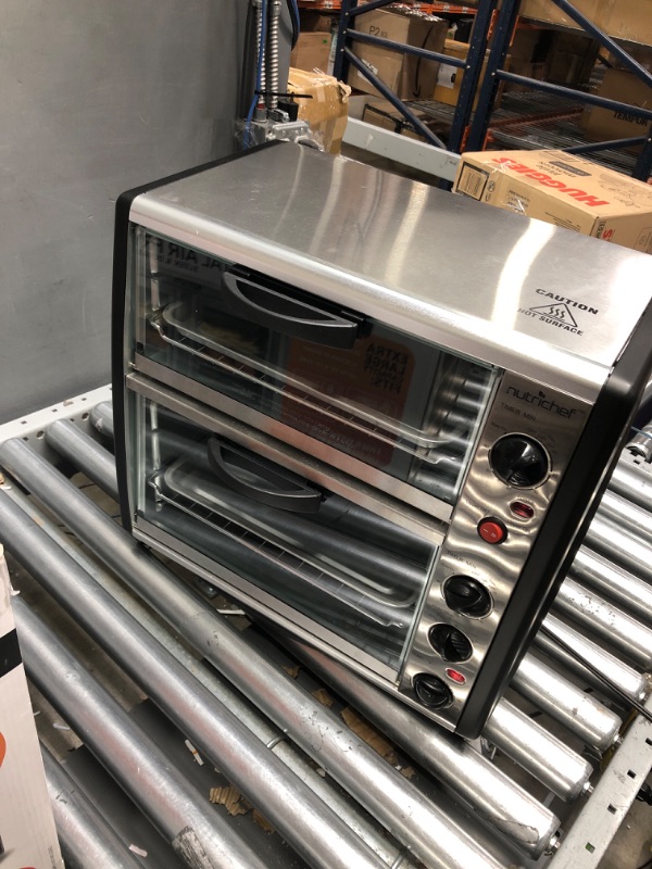 Photo 1 of NutriChef Multi-Functional Dual Oven Cooker, Toaster, Broiler Roast And Rotisserie Convection Cooking Ready, Large 42 QT Capacity Dual Tier Oven, For Kitchen Table Or Countertop Use - 1780 watts
