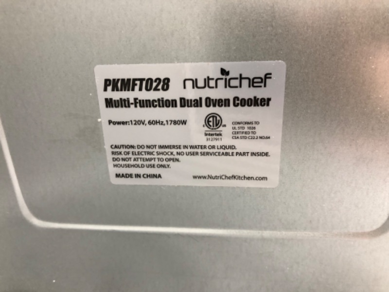 Photo 1 of NutriChef Multi-Functional Dual Oven Cooker, Toaster, Broiler Roast And Rotisserie Convection Cooking Ready, Large 42 QT Capacity Dual Tier Oven, For Kitchen Table Or Countertop Use - 1780 watts