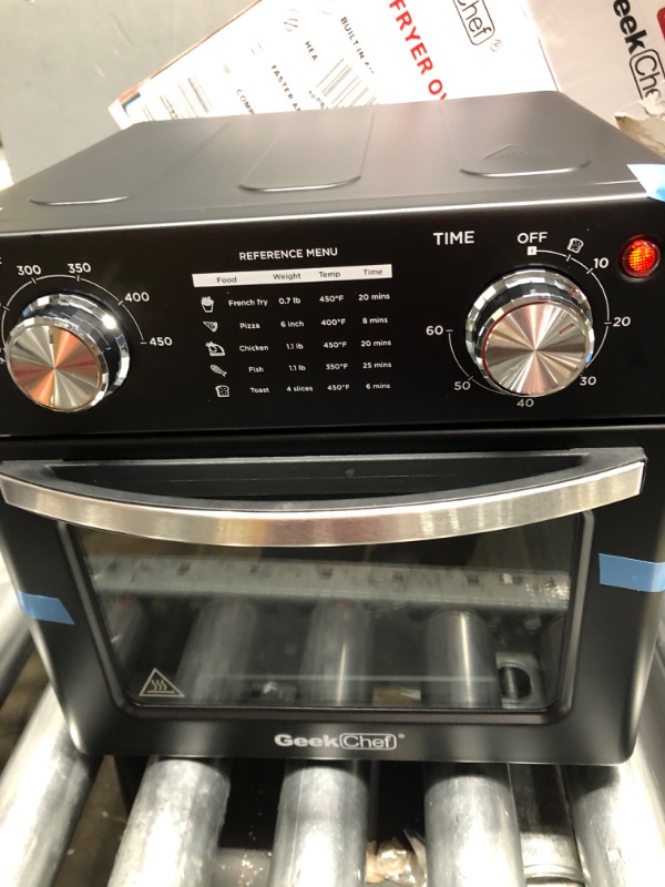 Photo 2 of Geek Chef Air Fryer Toaster Oven Combo, 4 Slice Toaster Convection Air Fryer Oven Warm, Broil, Toast, Bake, Air Fry, Oil-Free, Accessories Included (2 Knob 10QT with Video Recipes) 0-2 Knob 10QT with Video Recipes