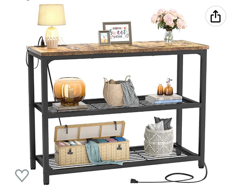 Photo 1 of Ecoprsio Console Table with Outlets, Sofa Table with Double Mesh Shelves, Industrial Entryway Table Foyer Table for Entryway, Front Hall, Hallway, Sofa, Couch, Living Room, Coffee Bar, Kitchen, Rustic