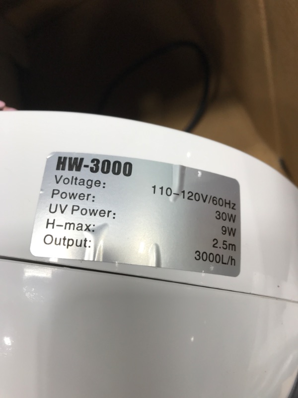 Photo 3 of ***TESTED/ TURNS ON*** SunSun HW-3000 UV 9W 5-Stage External Canister Filter w/Media, 793gph, White, HW-3000 PRO