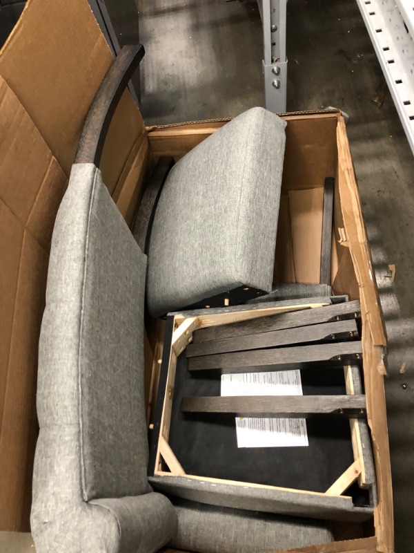 Photo 3 of *MISSING HARDWARE**
Roundhill Furniture Leviton Solid Wood Tufted Dining Chair, Set of 2, Gray Grey Dining Chairs