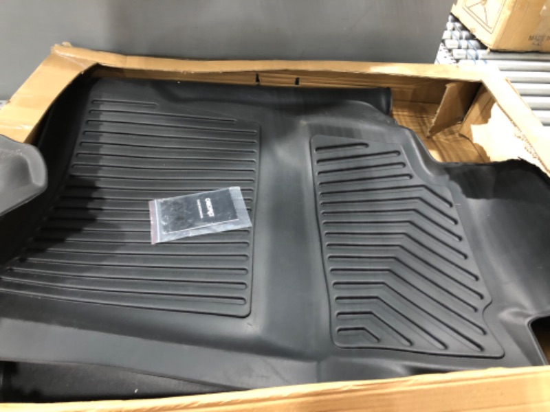 Photo 3 of OEDRO Floor Mats Compatible for 2014-2018 Silverado/Sierra 1500, 2015-2019 2500HD/3500HD Crew Cab, with 1st Row Bench Seat, Black TPE All-Weather Guard Includes 1st and 2nd Row: Full Set Liners