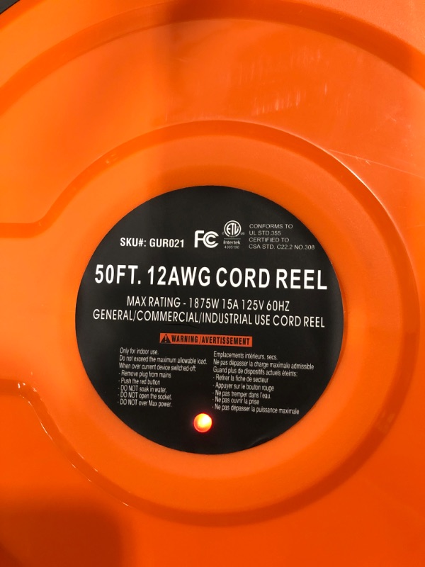 Photo 3 of *** POWERS ON *** SuperHandy Cord Reel Extension Alexa Smart Plug 12AWG x 50' Feet (3) IP64 Waterproof Wireless Remote Control Timer Rated at 15A 1875W Advanced Slow Retraction Technology (SRT) [Patent Pending] 12awg X 50ft (Sjtow Cable)