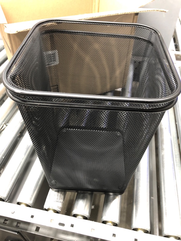 Photo 2 of Greenco, Black Mesh Trash Can Wastebaskets, Square, 6 Gallon, 2 Pack Black 6 gallon square trash