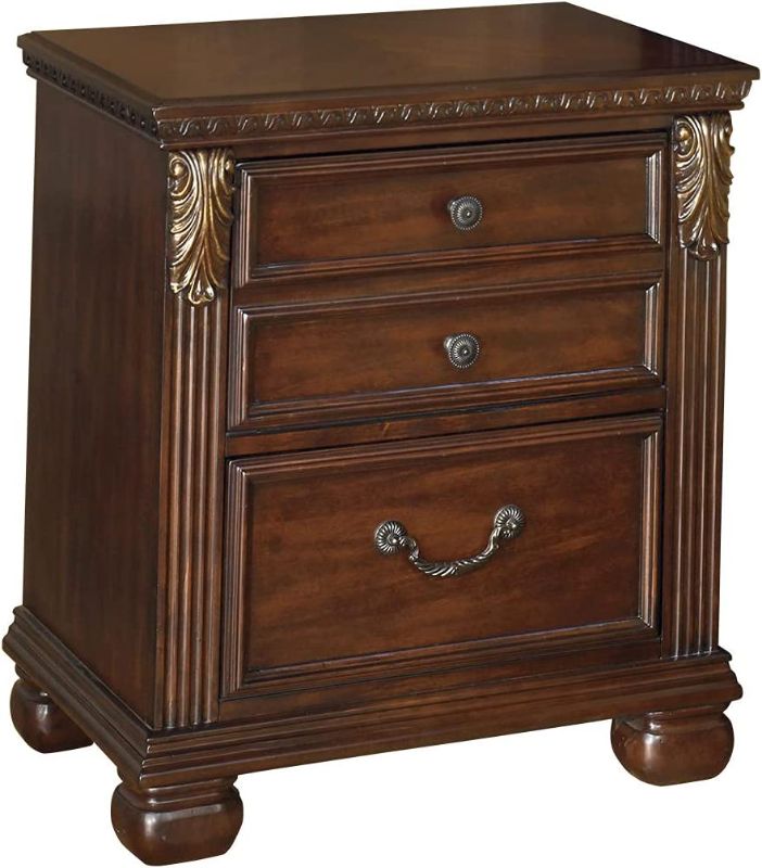 Photo 1 of *factory packaging* Signature Design By Ashley Leahlyn Traditional 2 Drawer Nightstand Warm Brown
