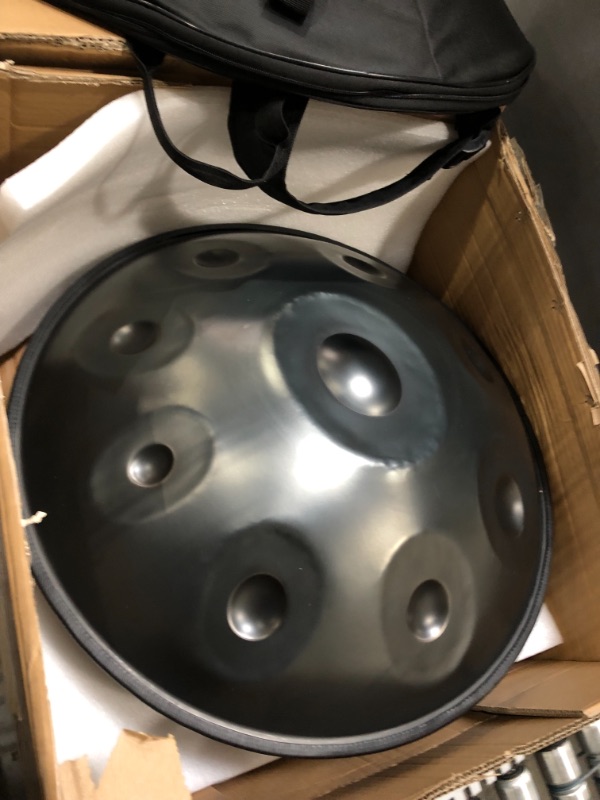 Photo 1 of "Lark Music" hand pan in D Minor 9 notes steel hand drum + Soft Hand Pan Bag + (22.8" (58cm), Black (D Minor) 9 notes D3 A Bb C D E F G A)
