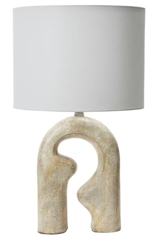 Photo 1 of Abstract Table Lamp with Linen Drum Shade
