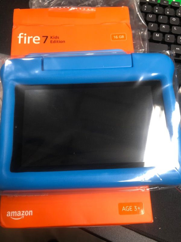 Photo 2 of Amazon Fire 7 Kids tablet, ages 3-7. Top-selling 7" kids tablet on Amazon - 2022. Set time limits, age filters, educational goals, and more with parental controls, 16 GB, Blue