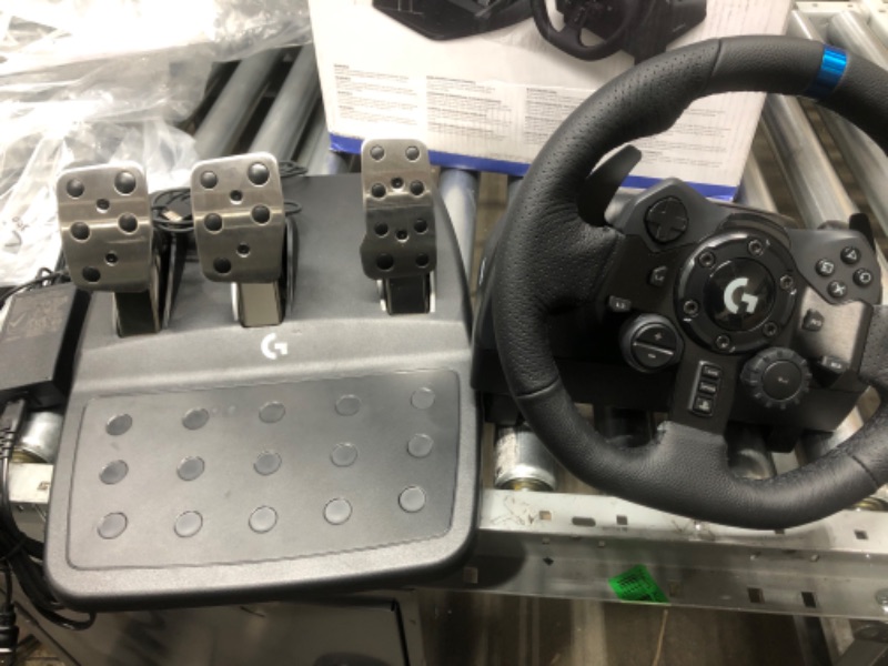 Photo 2 of Logitech G923 Racing Wheel and Pedals for PS 5, PS4 and PC featuring TRUEFORCE up to 1000 Hz Force Feedback, Responsive Pedal, Dual Clutch Launch Control, and Genuine Leather Wheel Cover PlayStation|PC Wheel Kit