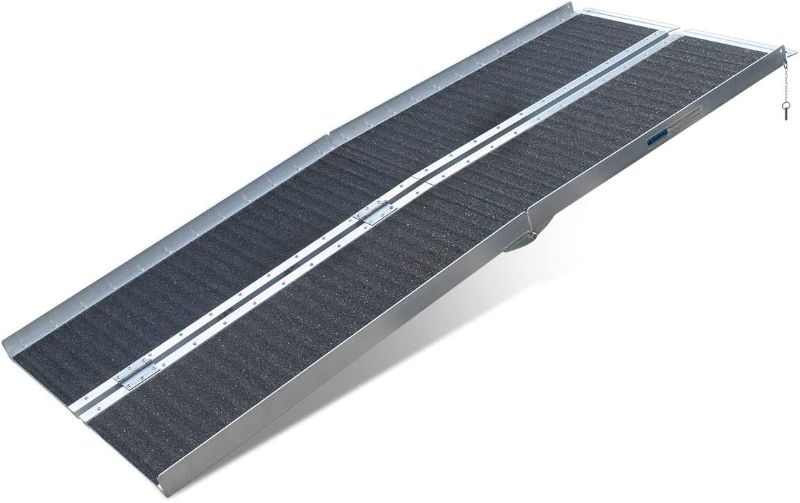 Photo 1 of 6FT Wheelchair Ramp, Portable Aluminum Wheelchair Ramp 6 Ft Long x 2.45 Ft Wide, Non Slip Foldable Ramps for Wheelchairs Home Steps Doorways