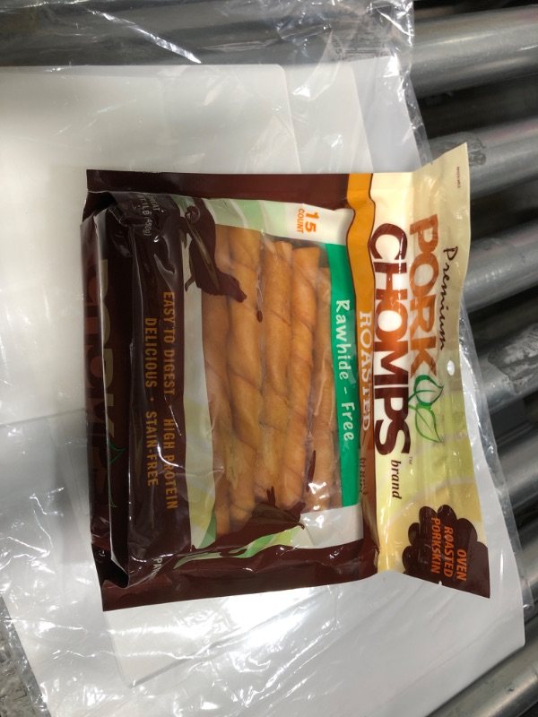 Photo 2 of *EXP6/11/2025* Pork Chomps Roasted Pork Skin Dog Chews, 6-inch Twists, 15 Count