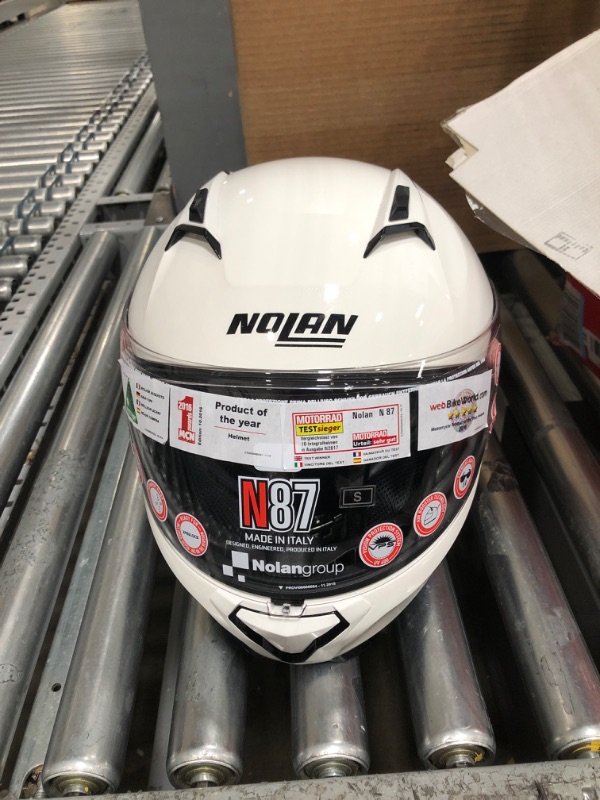 Photo 2 of Nolan N87 Motorcycle Helmet Metallic White SM
