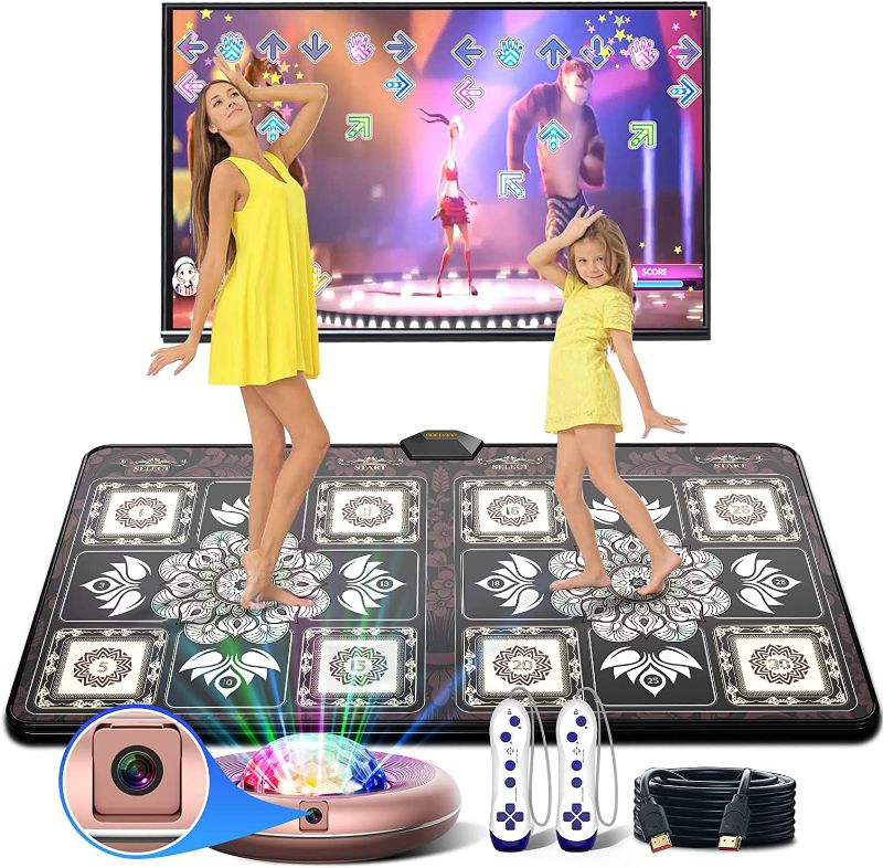 Photo 1 of Dance Mat for Adult and Kids Electronic Musical Dancing Pad Yoga Mat, Double Game Dance Floor Mats with Wireless Handle, HD Camera Game Multi-Function Host, Non-Slip Dance Pad, HDMI Interface for TV
