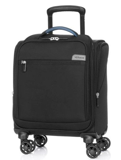 Photo 1 of 14 in. Black Spinner Carry On Underseat Luggage with USB Port, Softside Small Suitcase, Compact