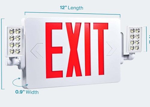 Photo 1 of Sunco Lighting LED Exit Signs with Emergency Lights, Double Sided Adjustable LED Emergency Combo Light with Backup Battery, Hard Wired, Commercial Grade, 120-277V, Fire Resistant (UL 94V-0) 