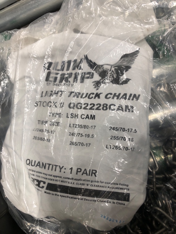 Photo 2 of Security Chain Company QG2228CAM Quik Grip Light Truck CAM LSH Tire Traction Chain - Set of 2 Cam Style