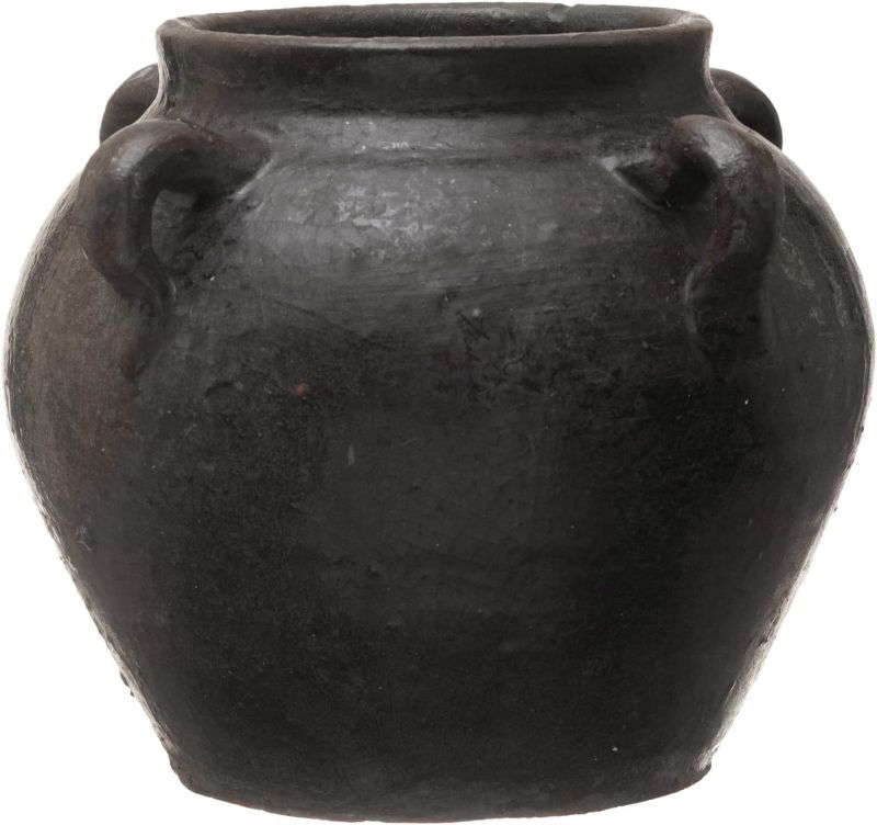 Photo 1 of **SEE NOTES**
Creative Co-Op Found Decorative Clay Jar, Distressed Black, 7''