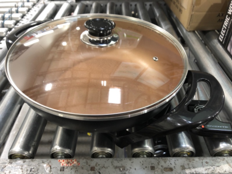 Photo 3 of 13 in. Copper Non-Stick Aluminum Coated Electric Skillet with Temperature Control and Glass Lid Cover