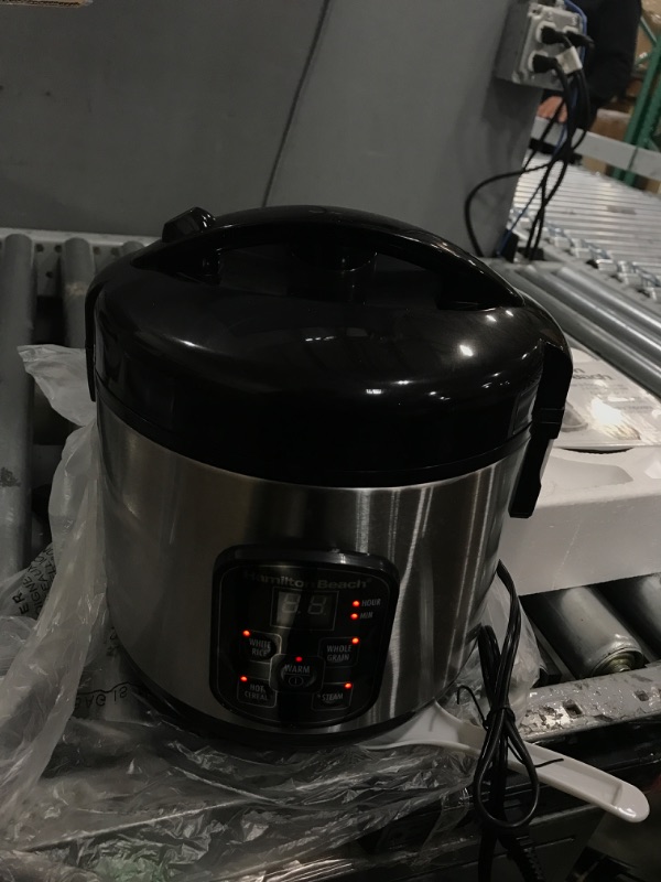Photo 2 of Hamilton Beach Digital Programmable Rice Cooker & Food Steamer, 8 Cups Cooked (4 Uncooked), With Steam & Rinse Basket, Stainless Steel (37518) 8 Cups Cooked (4 Uncooked) Rice Cooker