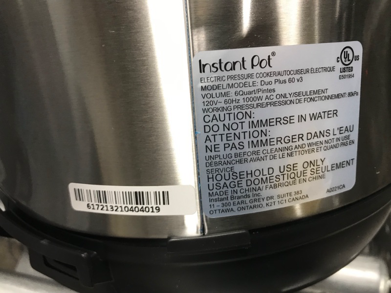 Photo 3 of *MISSING POWER CORD* Instant Pot Duo Plus 6 qt 9-in-1 Slow Cooker/Pressure Cooker