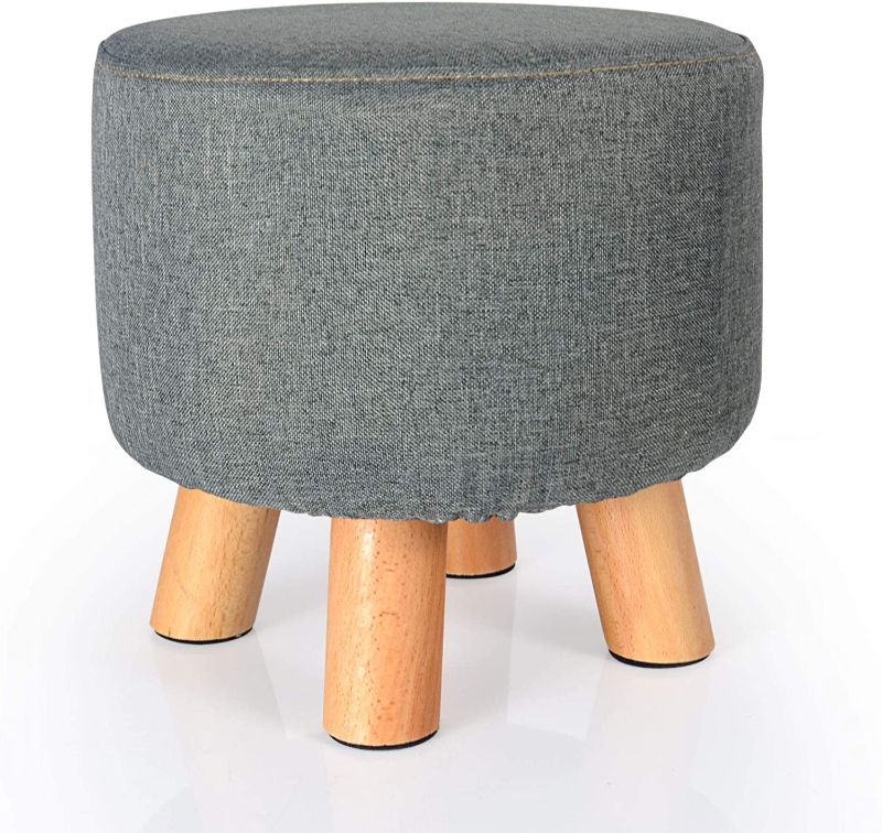 Photo 1 of  Round Padded Ottoman Foot Rest Stool, Gray