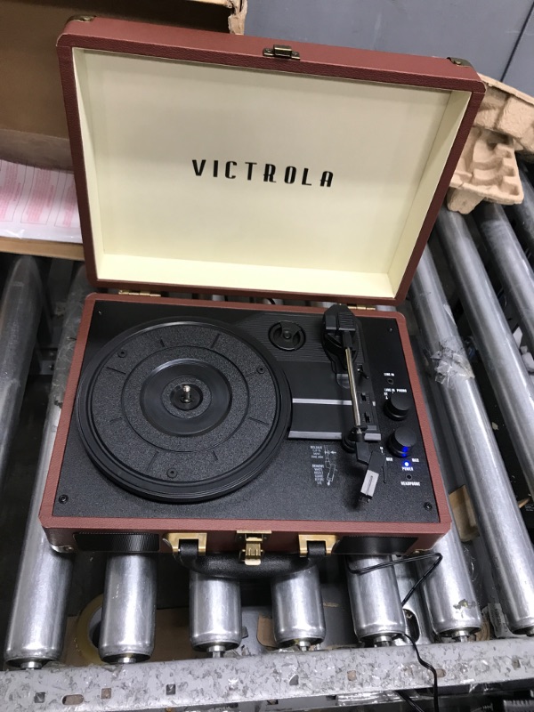 Photo 4 of Victrola Journey+ Bluetooth Suitcase Record Player, Dark Brown (VSC-400SB-DBR-SDF) Dark Brown Record Player