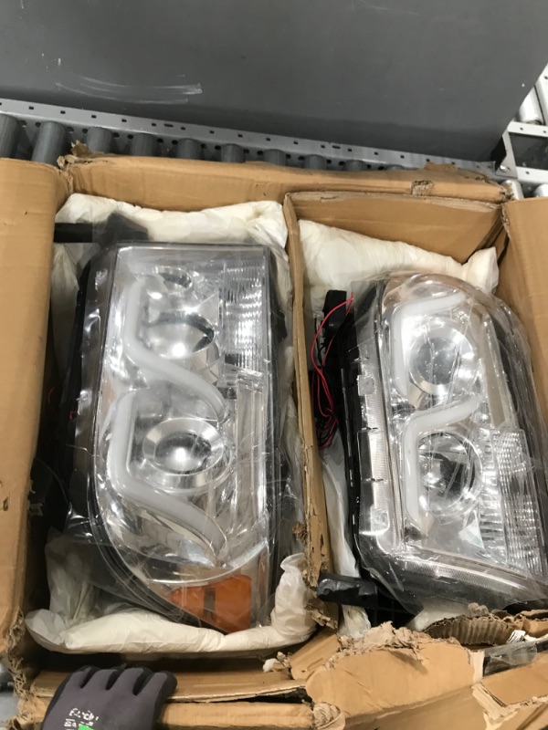 Photo 4 of AUTOSAVER88 LED DRL Headlights Assembly Compatible with 2007 2008 2009 2010 2011 2012 2013 Tundra / 2008-2017 Sequoia Headlamp Replacement Pair Chrome Housing Amber Reflector LED Projector - Chrome/Amber/Clear