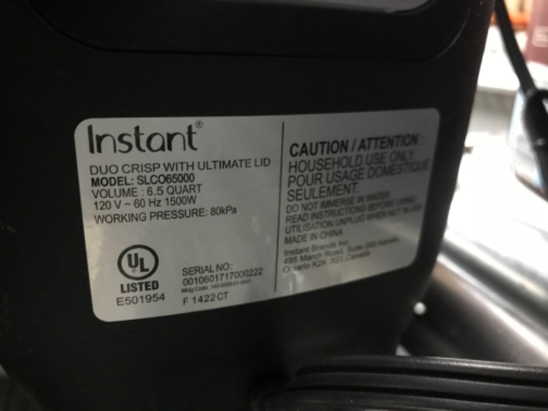 Photo 2 of **SEE NOTES**
Instant Pot Duo Crisp Ultimate Lid, 13-in-1 Air Fryer and Pressure Cooker Combo, 6.5QT 