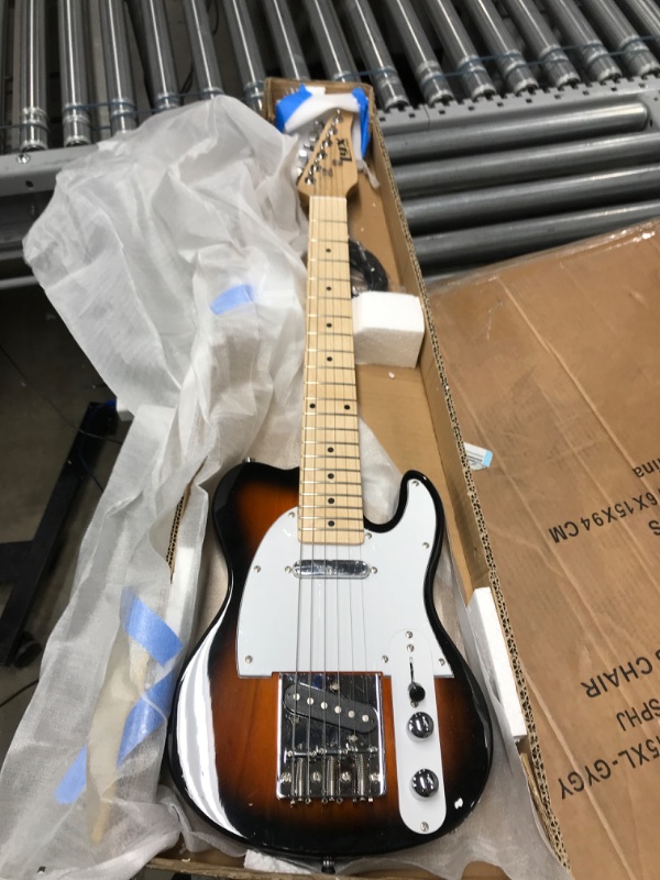 Photo 2 of ***MINOR CRATCHES****  LyxPro 30” Electric Telecaster Guitar | Solid Full-Size Paulownia Wood Body, 3-Ply Pickguard, C-Shape Neck, Ashtray Bridge, Quality Gear Tuners, 3-Way Switch & Volume/Tone Controls | 2 Picks Included 30" Right Handed Sunburst
