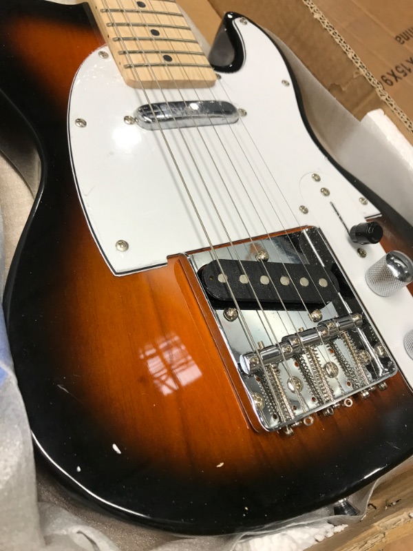 Photo 3 of ***MINOR CRATCHES****  LyxPro 30” Electric Telecaster Guitar | Solid Full-Size Paulownia Wood Body, 3-Ply Pickguard, C-Shape Neck, Ashtray Bridge, Quality Gear Tuners, 3-Way Switch & Volume/Tone Controls | 2 Picks Included 30" Right Handed Sunburst