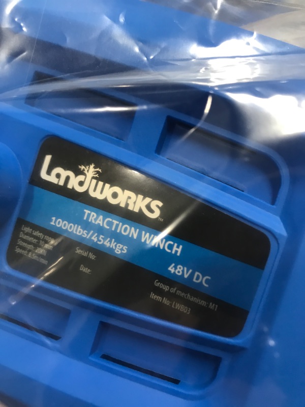 Photo 4 of ***FACTORY SEALED***  Landworks Electric Towing Capstan Winch Hoist Portable Cordless Brushless Motor Li-Ion Battery Powered 1000-2000 1/2-1 Ton Max Pulling Force for Forestry Hunting Off Road (Low Stretch Rope Included)