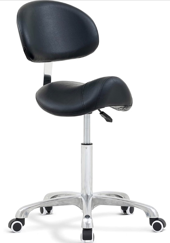 Photo 1 of ***MISSING HARDWARE***  Antlu Saddle Stool Chair with Back Ergonomic Rolling Esthetician Seat for Salon Tattoo Shop Spa Home Dentist Clinic (with Backrest, Black)1011659062
