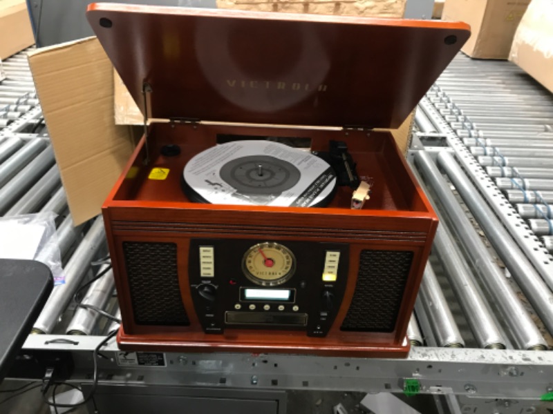 Photo 1 of Victrola Aviator 8-in-1 Bluetooth Record Player & Multimedia Center with Built-in Stereo Speakers - 3-Speed Turntable, Vinyl to MP3 Recording, Wireless Music Streaming, Mahogany Espresso