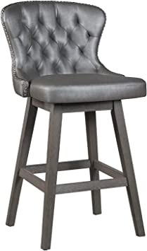 Photo 2 of Hillsdale Rosabella Wood Swivel Bar Height Stool, Barstool, Wire Brush Gray