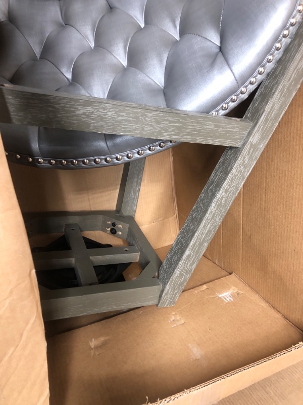 Photo 1 of Hillsdale Rosabella Wood Swivel Bar Height Stool, Barstool, Wire Brush Gray