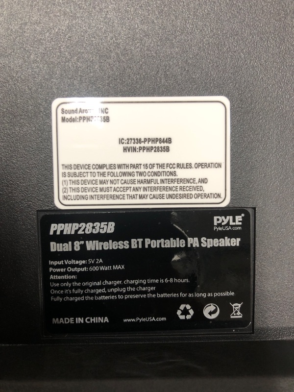 Photo 3 of Pyle Portable Bluetooth PA Speaker System - 600W Rechargeable Outdoor Bluetooth Speaker Portable PA System w/ Dual 8” Subwoofer 1” Tweeter, Microphone In, Party Lights, USB, Radio, Remote - PPHP2835B