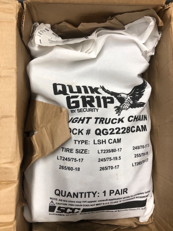 Photo 2 of Security Chain Company QG2228CAM Quik Grip Light Truck CAM LSH Tire Traction Chain - Set of 2 Cam Style