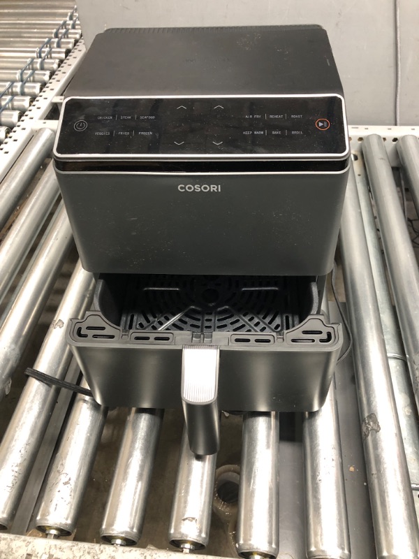 Photo 2 of -USED FOR PARTS-
COSORI Dual Blaze Air Fryer 6.8QT, No Preheat & No Shake, 6+6 Presets, Heating Adjusts For A True Air Fry, Bake, Toast, And Broil, Fast Cooking, 1100+ In-App Recipes, Fit For 5-6 people, 1750W Pro Dark Gray