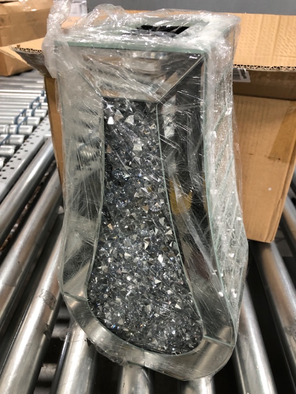Photo 1 of ALLARTONLY Crushed Diamond Mirror Vase Crystal Silver Glass Stunning Decorative Vase Flower Luxury for Home Décor. Can’t Hold Water. Diamond Silver