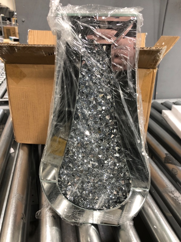 Photo 1 of ALLARTONLY Crushed Diamond Mirror Vase Crystal Silver Glass Stunning Decorative Vase Flower Luxury for Home Décor. Can’t Hold Water. Diamond Silver