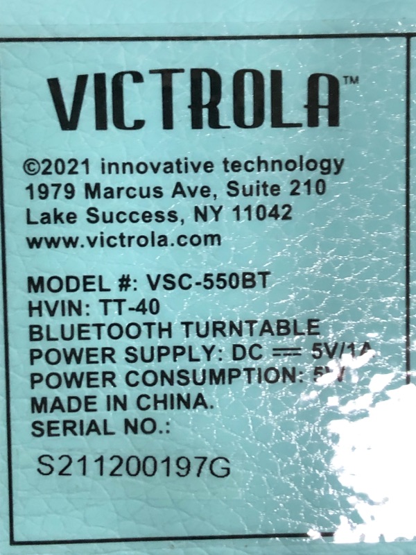 Photo 6 of Victrola Vintage 3-Speed Bluetooth Portable Suitcase Record Player with Built-in Speakers | Upgraded Turntable Audio Sound| Includes Extra Stylus | Turquoise, Model Number: VSC-550BT