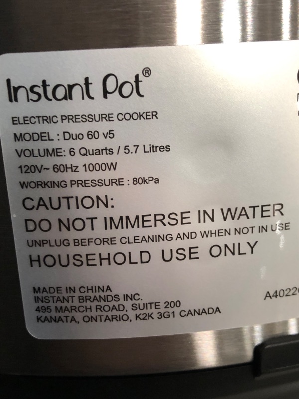 Photo 1 of Instant Pot Duo 7-in-1 Electric Pressure Cooker, Slow Cooker, Rice Cooker, Steamer, Sauté, Yogurt Maker, Warmer & Sterilizer, Includes App With Over 800 Recipes, Stainless Steel, 6 Quart 6QT Duo Pressure Cooker