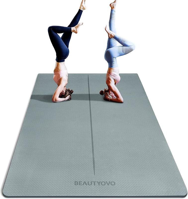 Photo 1 of 6' x 4' Large Yoga Mat, 1/3 Inch Extra Thick Yoga Mat Double-Sided Non Slip, Professional TPE Yoga Mats for Women Men, 24 Sq.Ft Large Exercise Mat...
