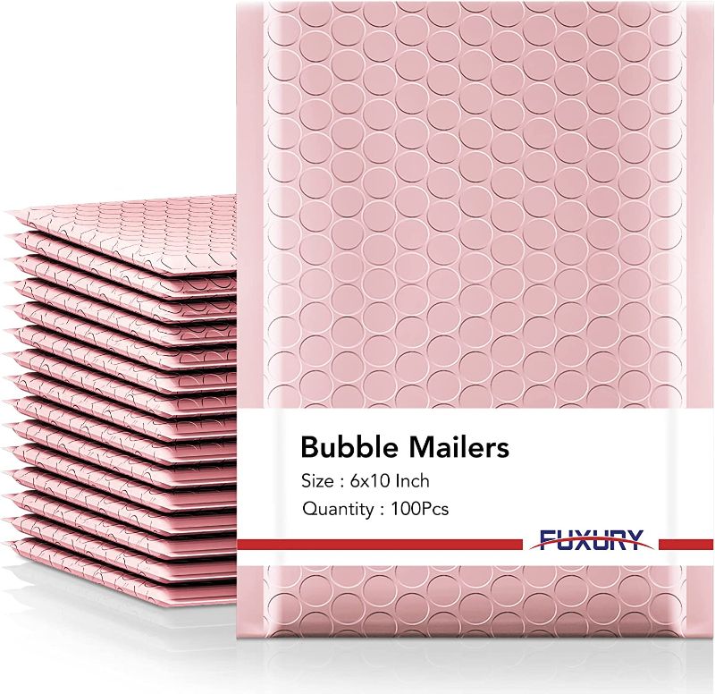 Photo 1 of Fuxury Bubble Mailers 6x10 Inch 50 Pack, Sakura Pink Padded Envelopes, Self Seal Waterproof Mailing Envelopes Bubble Padded, Shipping Bags for Mailing...
