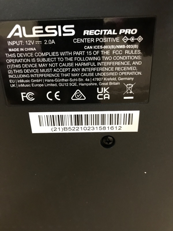 Photo 4 of Alesis Recital Pro - 88 Key Digital Piano Keyboard with Hammer Action Weighted Keys, 2x20W Speakers, 12 Voices, Record and Lesson Mode, FX and Display
