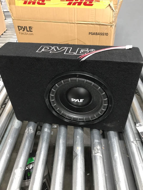 Photo 2 of 10 Inch Subwoofer Box System - 500 Watts Powered Slim Bass with a Non-Pressed Paper Cone Perfect for Mount Car Truck Audio Subwoofer Enclosure, Rear Air Tight Seal Design