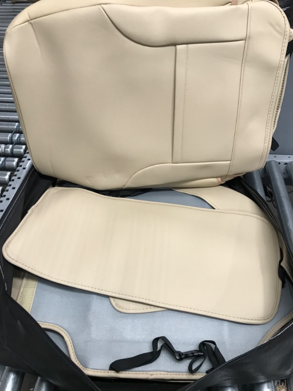 Photo 3 of Coverado Front and Rear Seat Covers 5 Pieces, Waterproof Nappa Leather Car Seat Protectors Full Set, Universal Auto Interior Fit for Most Sedans SUV Pick-up Truck, Beige Beige FullSet