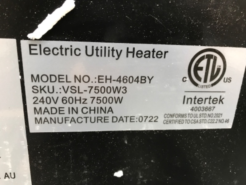 Photo 5 of **SEE NOTES**
VENTISOL 7500W Electrical Garage Heater 240V Digital Space Heater Ceiling Mounted Fan 