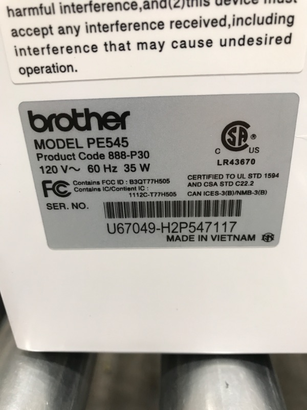 Photo 6 of Brother PE545 Embroidery Machine, Wireless LAN Connected, 135 Built-in Designs, 4" x 4" Hoop Area, Large 3.7" LCD Touchscreen, USB Port, 10 Font Styles